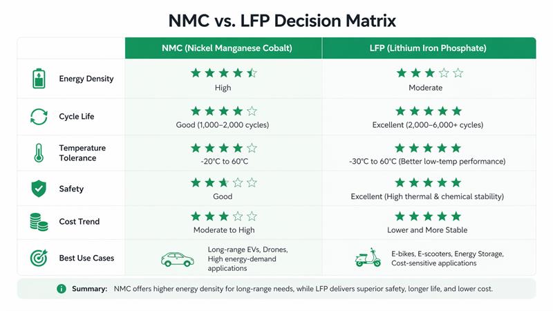 NMC vs LFP Decision Matrix