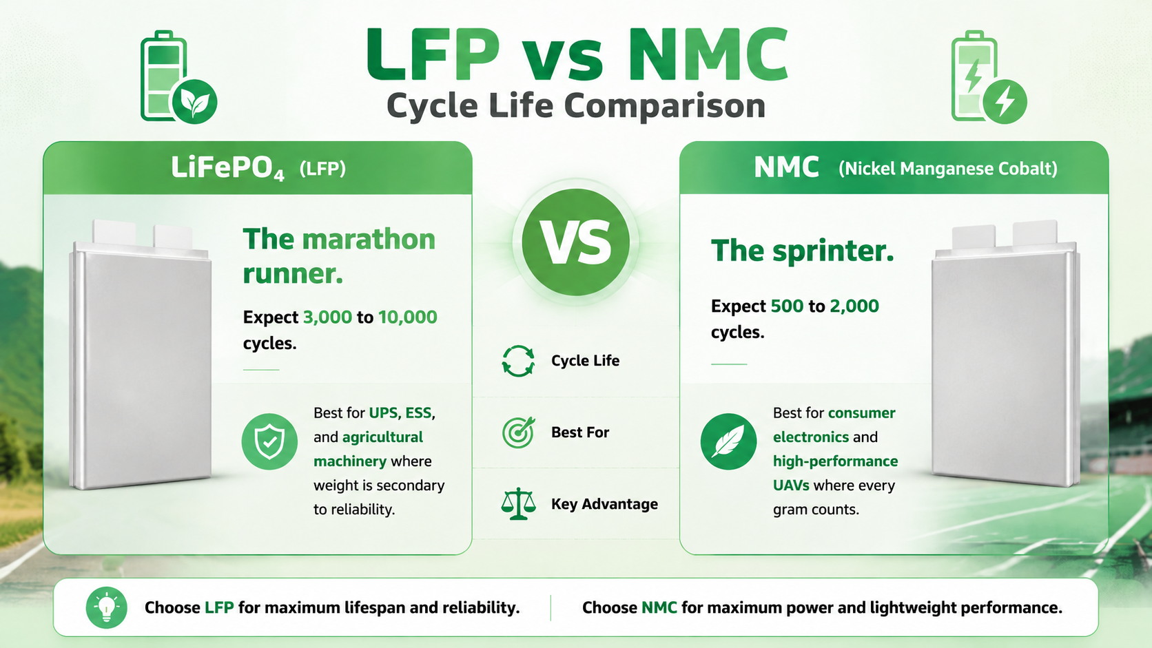 LFP vs NMC Lifespan