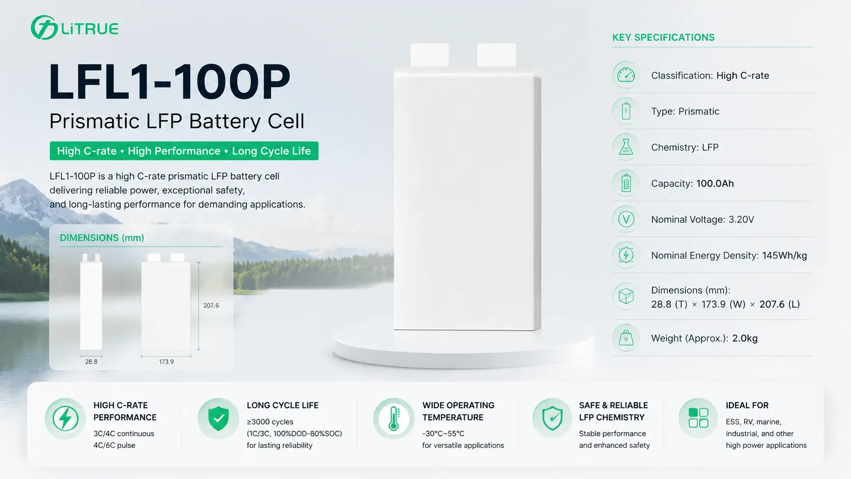 high C-rate LFP battery cell 100Ah