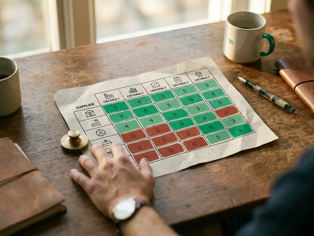 Structured decision matrix chart for evaluating lithium battery OEM suppliers Structured decision matrix chart for evaluating lithium battery OEM suppliers