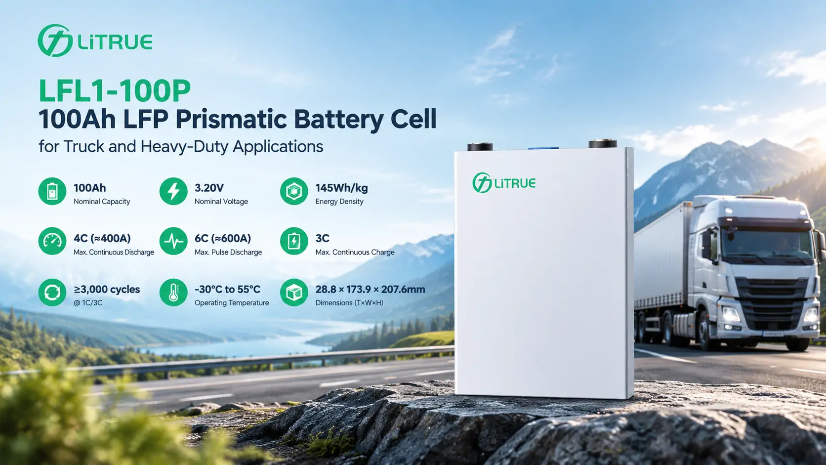 100Ah LFP prismatic battery cell for truck and heavy-duty applications