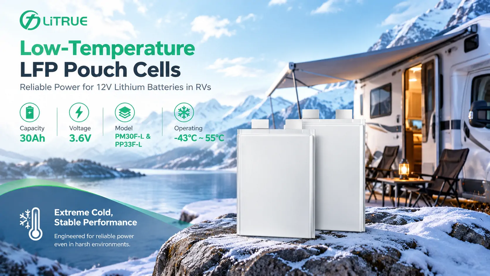 low-temperature LFP pouch cells for building a 12V lithium battery for RVs